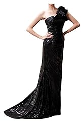 One Shoulder Lace Sequined 2015 Satin Sheath Prom Dress 