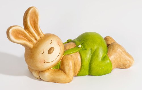 Brauns-Heitmann 62326 Keramik-Hase, liegend / ca. 34 x 21 cm / braun /  gr&uuml;n Preisvergleich