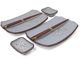 6 pc Japanese Sushi Plate Set Sakura LB