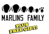10.5" x 4.5" Marlins Baseball Family Vinyl Sticker Decal [Die-cut, White] + with Free Baseball Pencil