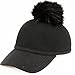 Fuax Fur Pom Pom Wool Felt Baseball Cap /100%wool (BLACK)