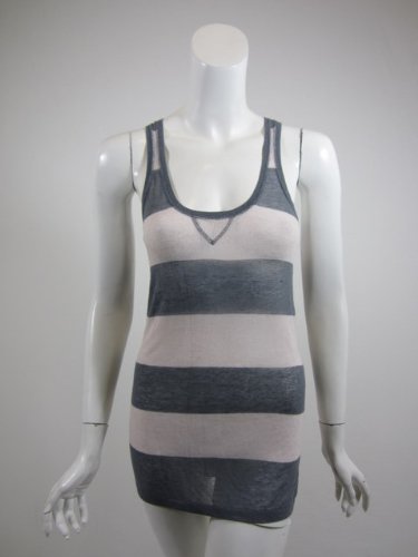 Autumn Cashmere womens tin striped knit scoop neck tank top S