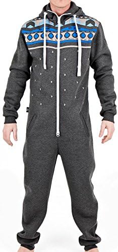Men's Casual Print Flag Hoodie One Piece Jumpsuit Onesie Tracksuit