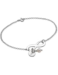 Sterling Silver Infinity Bracelet with Engraved Initial Charm - Custom Made with Any Initial!