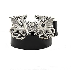Tobacco Road Twin Dragons Buckle with BlacK Italian Leather Belt
