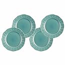 Paula Deen Signature Dinnerware Whitaker 4-Piece Salad Plate Set, Aqua