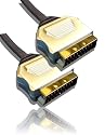 1 Metre Metal Plug, Gold Plated, OFC Scart Cable 1M Shielded Lead by Cable Mountain