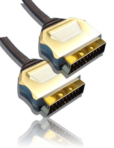 1 Metre Metal Plug, Gold Plated, OFC Scart Cable 1M Shielded Lead by Cable Mountain