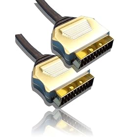 1 Metre Metal Plug, Gold Plated, OFC Scart Cable 1M Shielded Lead by Cable Mountain