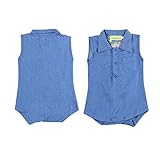 Ochine　幼児　男の子　模仿デニム生地　ロンパース 子供服　セット服　ベビー服　0-1歳設定　ノースリーブ カバーオール 3サイズ選べる　 (100)
