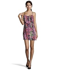Floral Print Natural   Waistline Feathers Spaghetti Strap Silk  Dress