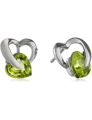 10k White Gold Heart Peridot Earrings