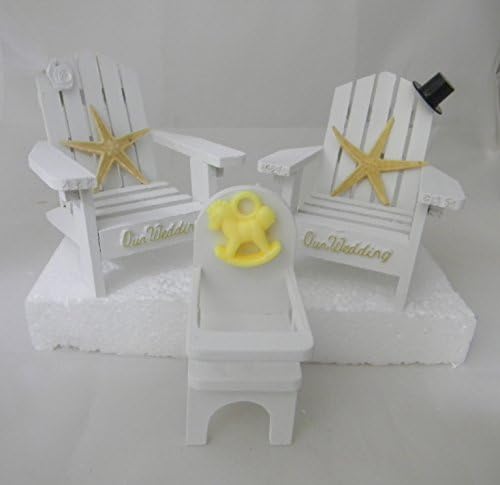 Wedding Reception Adirondack Chairs and Family High Chair Cake Topper