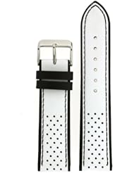 Watch Band Sport Design White Black Genuine Leather 22 millimeter Tech Swiss