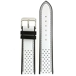 Watch Band Sport Design White Black Genuine Leather 22 millimeter Tech Swiss