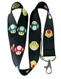 Super Mario's Mushrooms & Stars neck lanyard - 25mm x 44cm