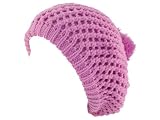Pink Super soft thick Beret with Pom Pom for women medium to large
