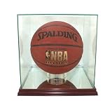 Basketball Display Case with Glass Top and Wood Base