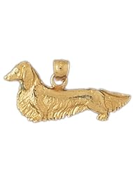 Dazzlers Solid 14 karats gold Dachsund Dog Charm Pendant Available in three colors from jewelsberry (weights: 1.8 grams only)