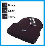 Mens Chunky Knit Thinsulate Fleece Lined Ski Hat - Navy Blue