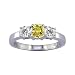 1/4 CT 3 Stone Yellow & White Diamond Ring 14K White Gold (Available In Sizes 5 - 10)