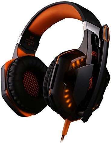 Each G2000 Professional 3.5mm Pc LED Light Gaming Bass Stereo Noise Canelling Over-ear Headset Headphone Earphones with Mic Microphone Hifi Driver for Laptop Computer - Volume Control (Orange &amp; Black)