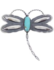 Turquoise Dragonfly Old Pawn Vintage Style Silver Pin Jewelry MW66497