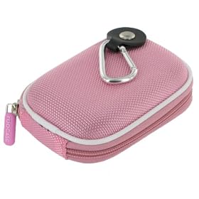 rooCASE Nylon Hard Shell (Pink) Case with Memory Foam for Flip UltraHD Camcorder Black