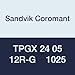 Sandvik Coromant TPGX 24 05 12R-G 1025 Carbide Counterbore Insert for Deep Hole Machining, Peripheral and Center Insert Grade 1025 for Stainless Materials, 14.2 mm Inscribed Circle (Pack of 10)