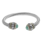 Silvertone and Goldtone Created Turquoise Twist Bracelet