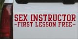 Red 60in X 12.4in -- Sex Instructor First Lesson Free Funny Car Window Wall Laptop Decal Sticker