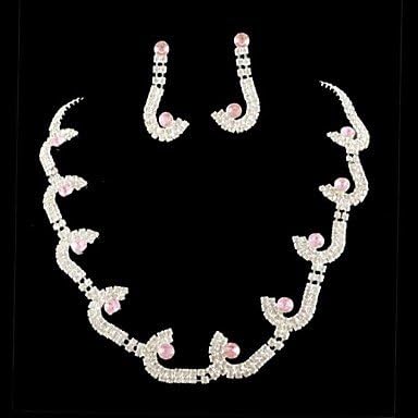 Wedding Bridal Bridesmaid Crystal Necklace Earrings Jewelry Set