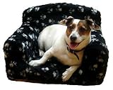 Black/Pawprint Faux Fur Classic Dog Chair 50x46x34cm (19x18.1x13.4 inches) From ExtraComfort