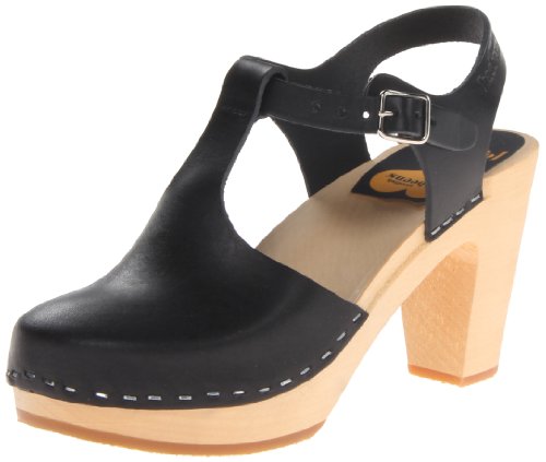 Swedish Hasbeens T-Strap Sky High Sandals Black 6 UK