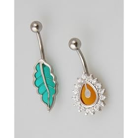 Sterling Silver Belly Rings with CZ Stones
