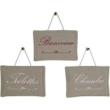 Bienvenue, Toilettes or Chambre embroidered small room or door hanger, French vintage design