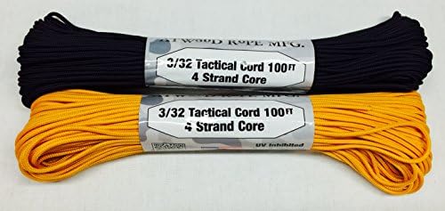 2 Piece Set - 100' 275 Tactical Cord (Black, Air Force Gold)