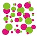 set of 106 Hot Pink and Lime Green polka dots Vinyl wall lettering stickers quotes and sayings home art decor kit peel stick mural graphic appliques decal
