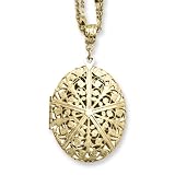 1928 Brass-tone Oval Locket on 16 Inch Double Chain Necklace