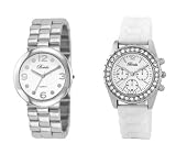 Breda Women's 8222-silver.2292-white Dress & Casual Sleek Silver and Trendy Silicone Watch Set