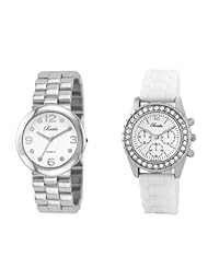 Breda Womens  8222-silver.2292-white Dress & Casual Sleek Silver and Trendy Silicone Watch Set