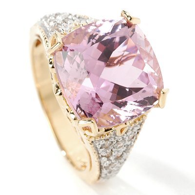 18K Gold Martha Rocha Kunzite & Diamond Ring