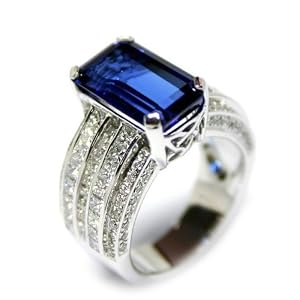 14K White Gold Tanzanite and Diamond Ring by 