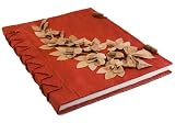 Livre d'or Fleur Rouge naturelle fait à la main (28cm x 35cm)