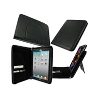 rooCASE Executive Portfolio (Black) Leather Case Cover with Landscape / Portrait View for Apple iPad 2 / iPad 3 Wifi / 3G Model 16GB, 32GB, 64GB