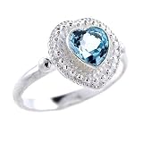 Textured Sterling Silver Genuine Blue Topaz Heart Ring