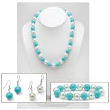 Silvertone Simulated Turquoise/Pearl 4-Piece Jewelry Set Reviews