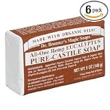 Dr. Bronners Magic Soaps Pure-Castile Soap, All-One Hemp Eucalyptus, 5-Ounce Bars (Pack of 6)