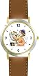 Boy Lighting Hanukkah Lights on Chanukia Jewish Star of David Judaica Jewish Theme - WATCHBUDDY&reg; DELUXE TWO-TONE THEME WATCH - Arabic Numbers - Brown Leather Strap-Size-Large ( Men's Size or Jumbo Women's Size )