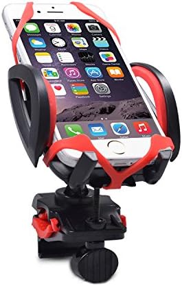 MOJA® Motorcycle Bicycle Handlebar Mount Cradle Holder For Cell Phone, Adjustable Sizes, Width Up to 4 Inch, Universal 360 degree rotation (Red)